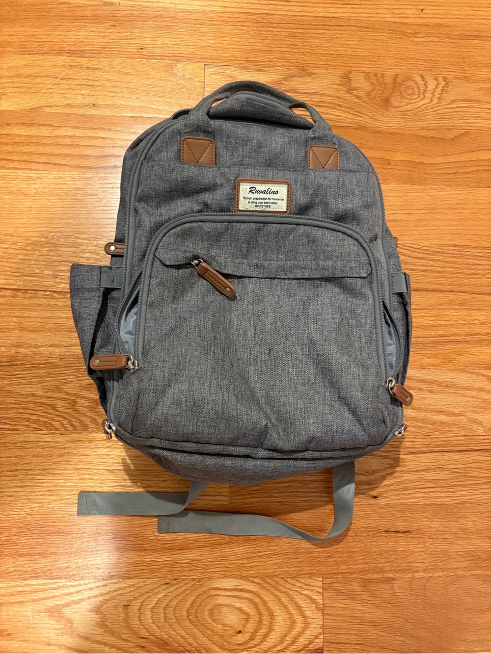 Ruvalino Diaper Bag- Grey with 10 pockets & changing pad included